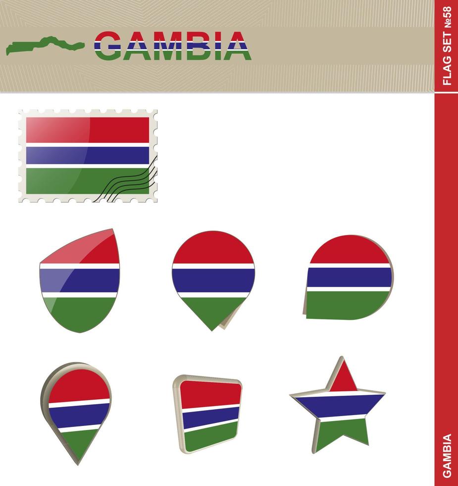 Gambia vlaggenset, vlaggenset vector