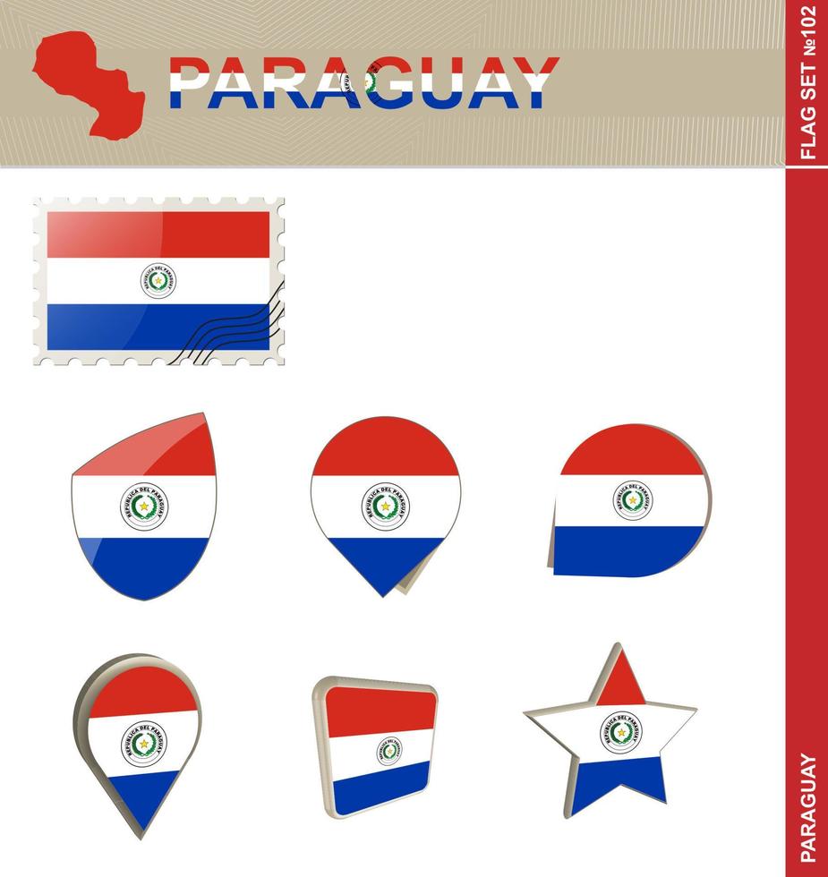 paraguay vlag set, vlag set vector