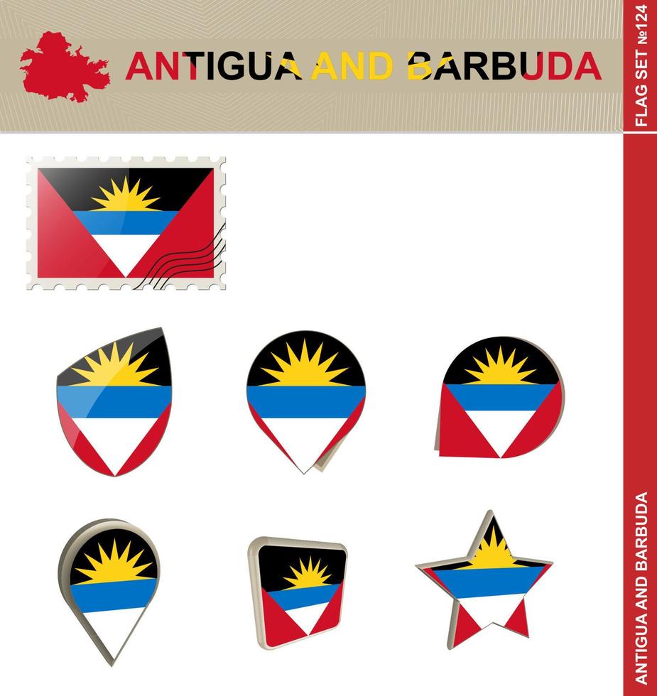 antigua en barbuda vlaggenset, vlaggenset vector