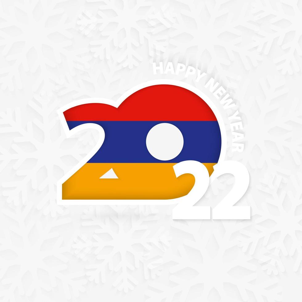 gelukkig nieuwjaar 2022 voor armenië op sneeuwvlokachtergrond. vector