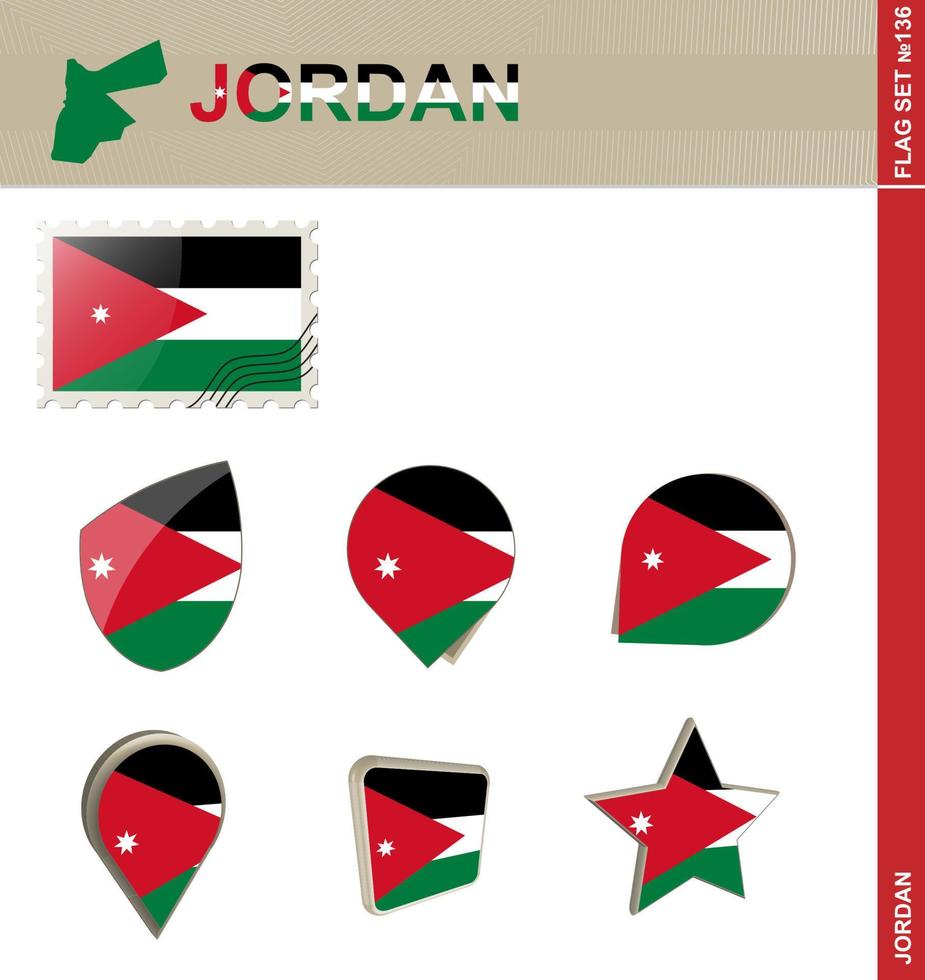 jordanië vlag set, vlag set vector