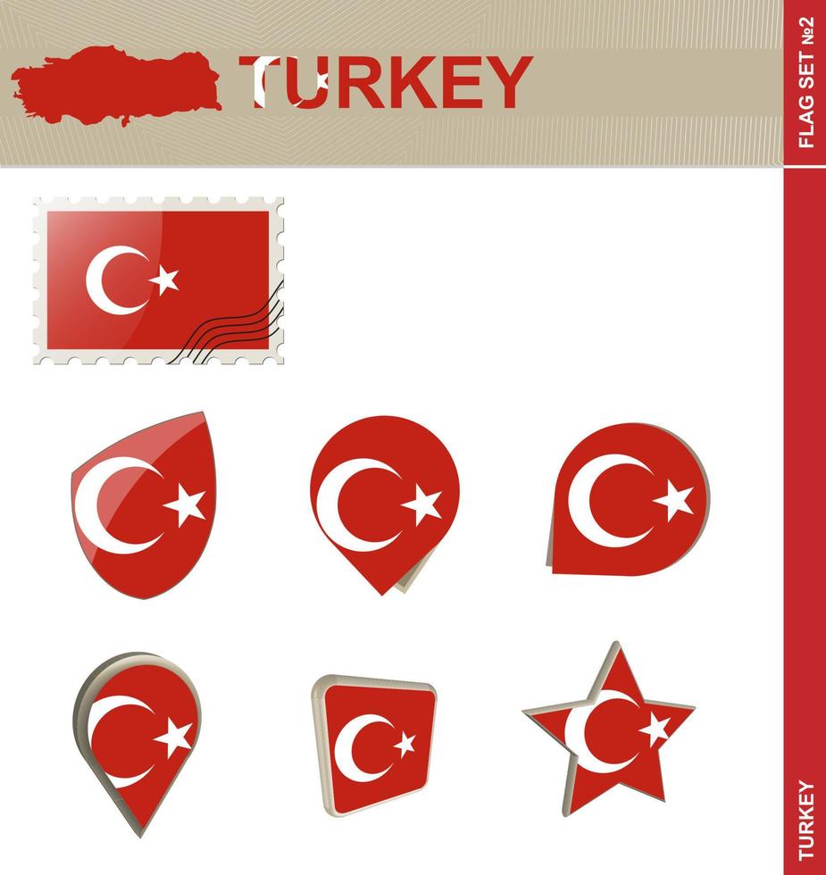 turkije vlag set, vlaggen set vector