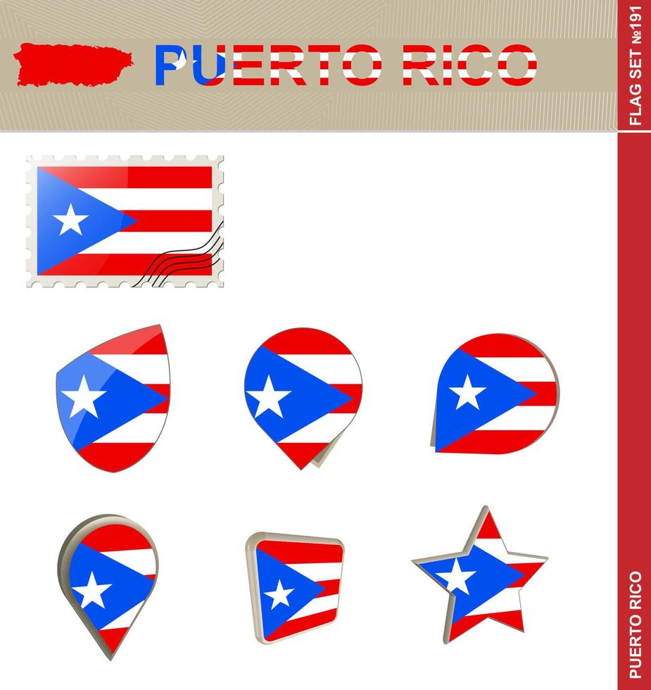 puerto rico vlag set, vlag set vector