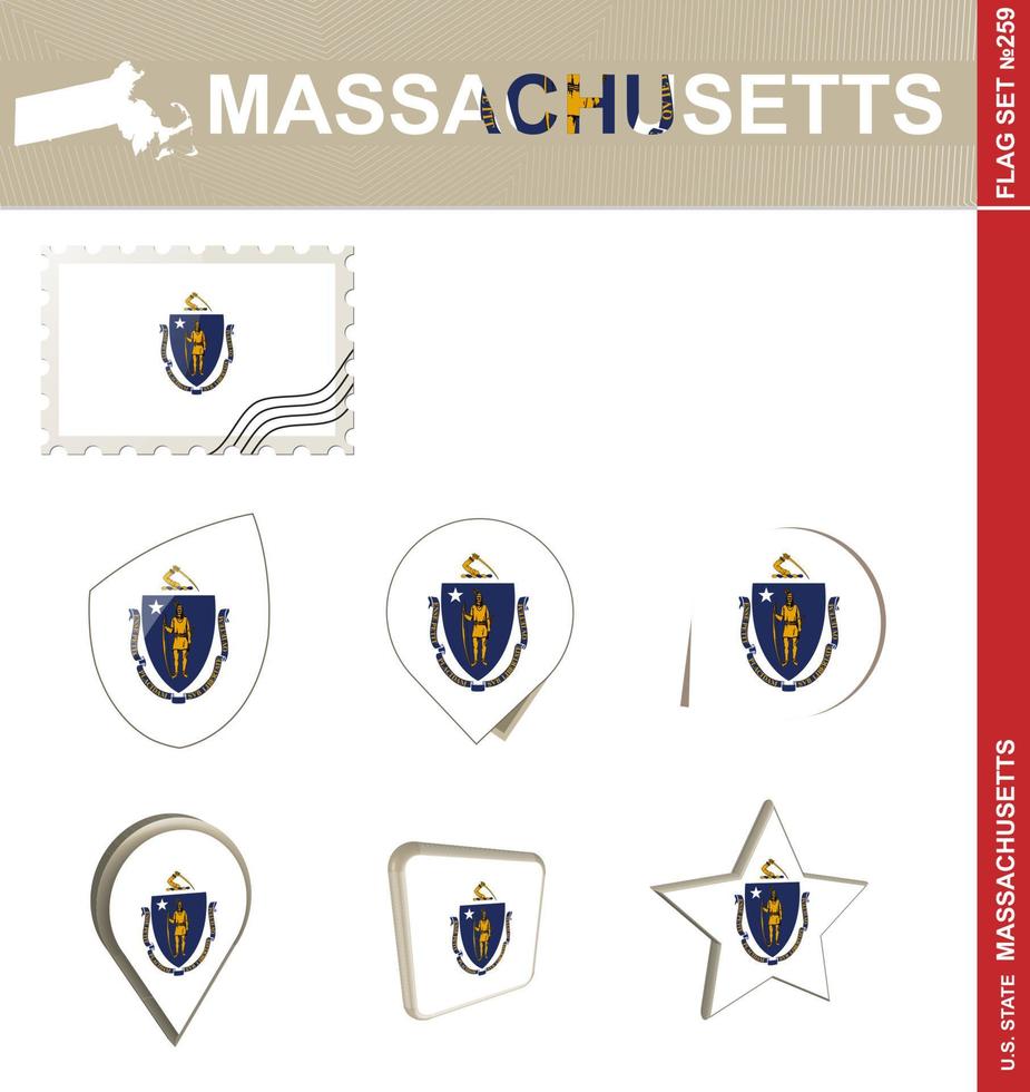 massachusetts-vlaggenset, vlaggenset vector