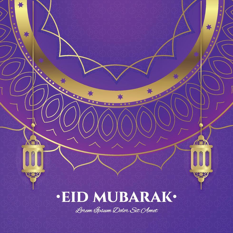 eid mubarak kalligrafie met lantaarns en bloemmotieven luxe stijl. eid al fitr premium illustratie sjabloon. islamitische evenement luxe ontwerpen vector