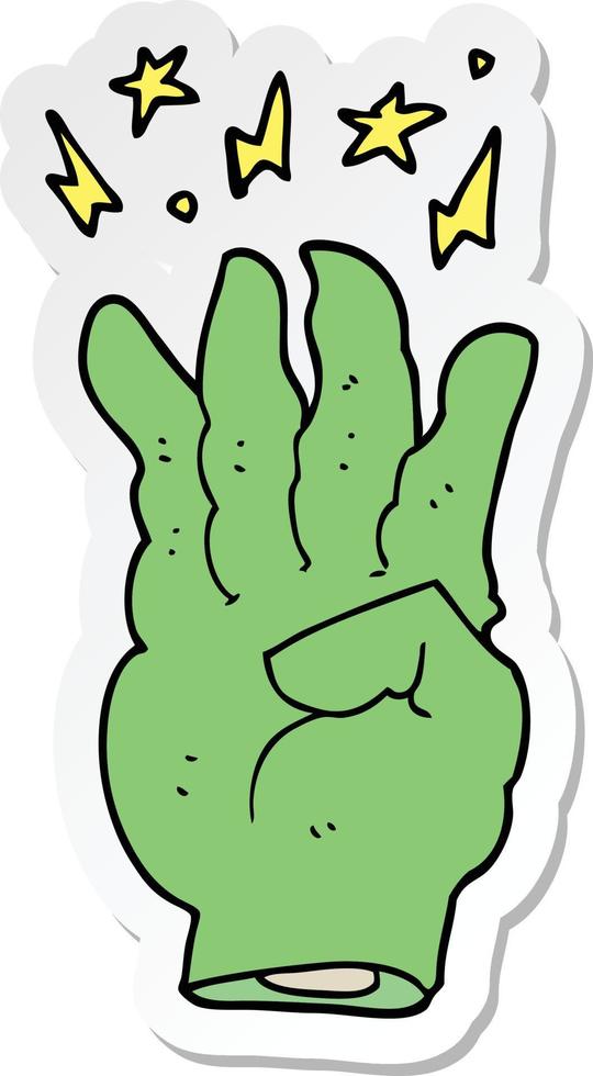 sticker van een cartoon spookachtige magische hand vector