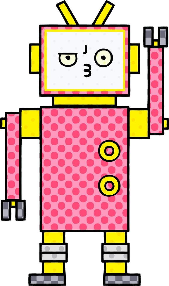 cartoon robot in stripboekstijl vector