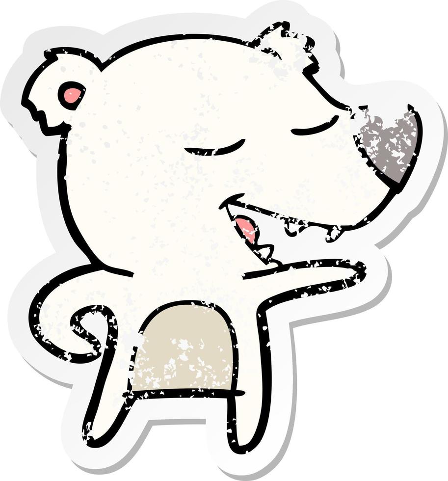 verontruste sticker van een cartoon-ijsbeer vector