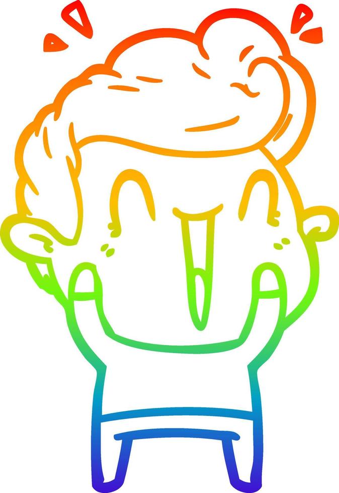 regenbooggradiënt lijntekening cartoon gelukkig man vector