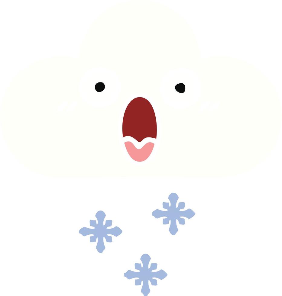 platte kleur retro cartoon sneeuwwolk vector