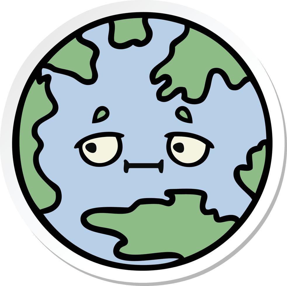 sticker van een schattige cartoon planeet aarde vector