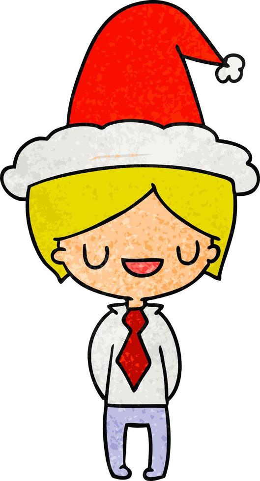 kerst getextureerde cartoon van kawaii boy vector