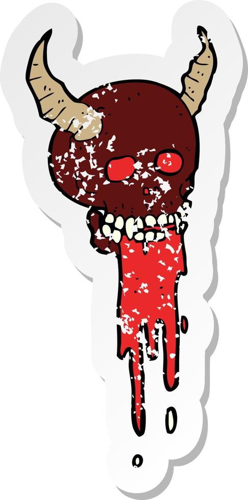 retro noodlijdende sticker van een cartoon spookachtige halloween-schedel vector