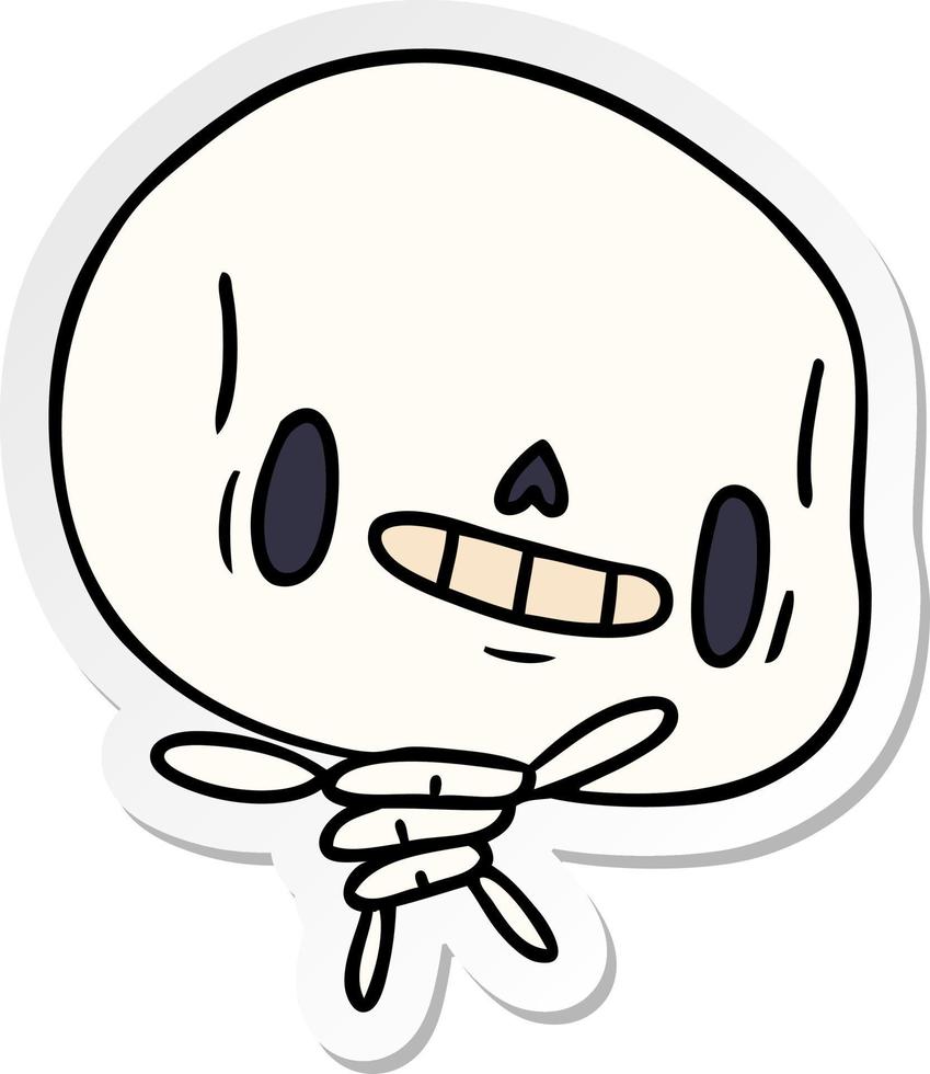 sticker cartoon kawaii schattig dood skelet vector