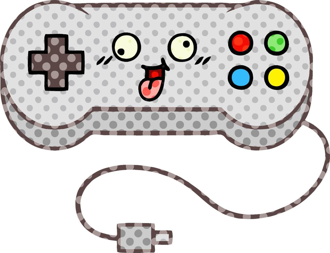 cartoon gamecontroller in stripboekstijl vector