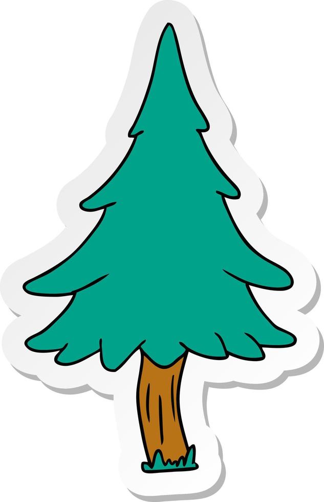 sticker cartoon doodle van bospijnbomen vector