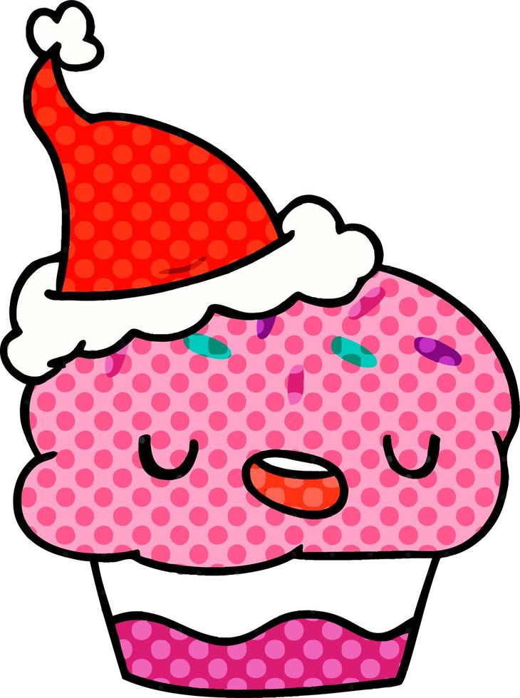 kerst cartoon van kawaii cupcake vector