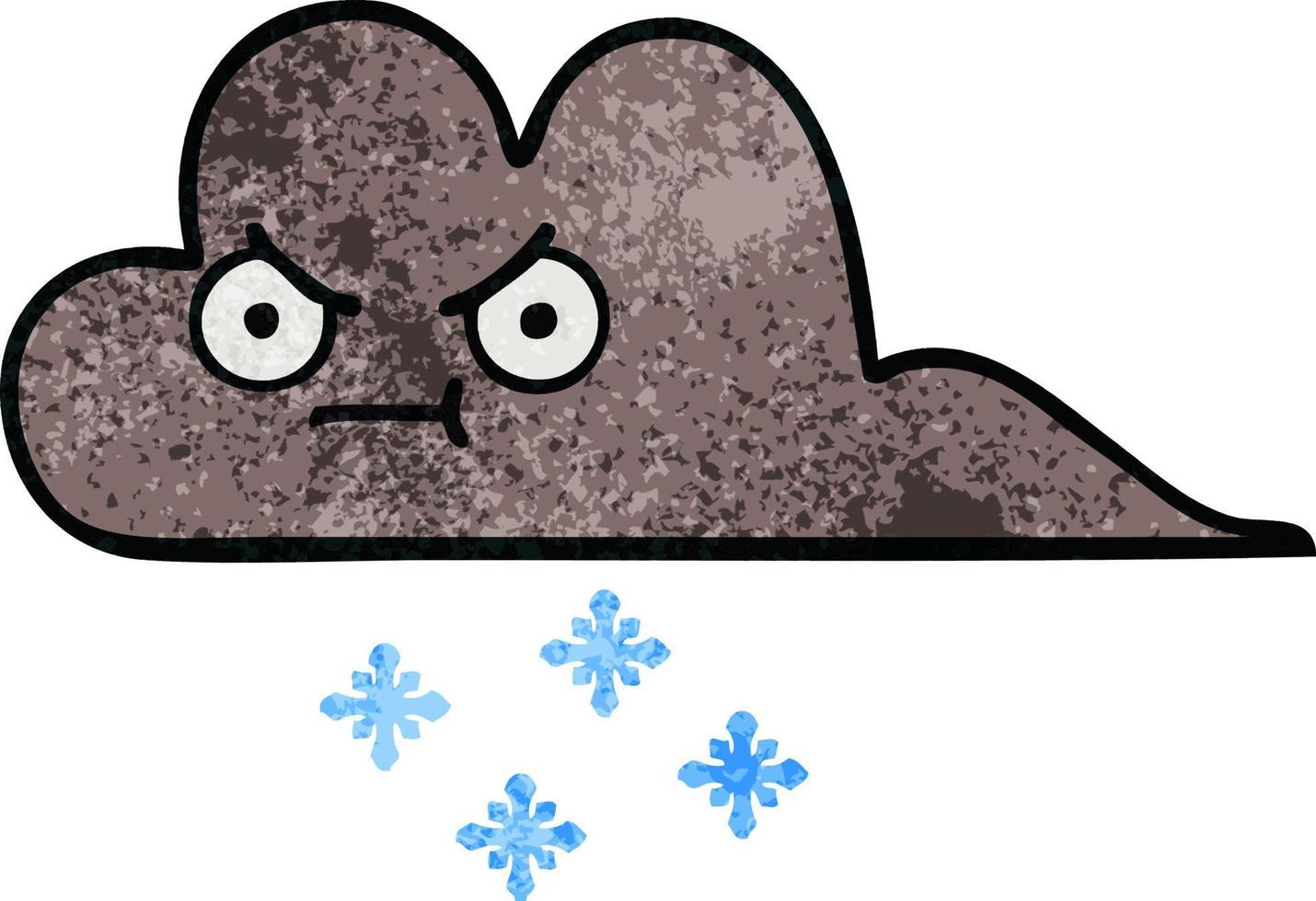 retro grunge textuur cartoon storm sneeuw wolk vector
