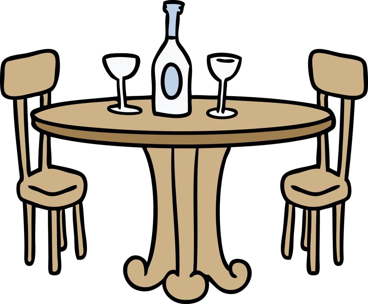 cartoon doodle eettafel en drankjes vector