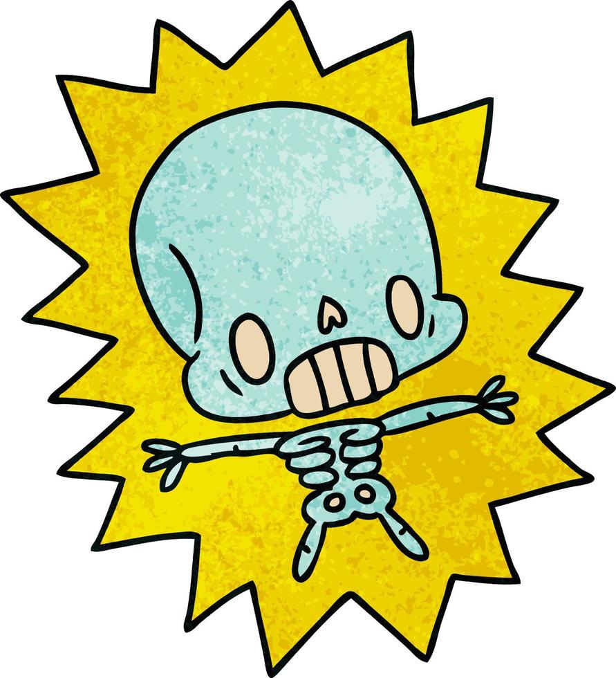 getextureerde cartoon kawaii geëlektrocuteerd skelet vector