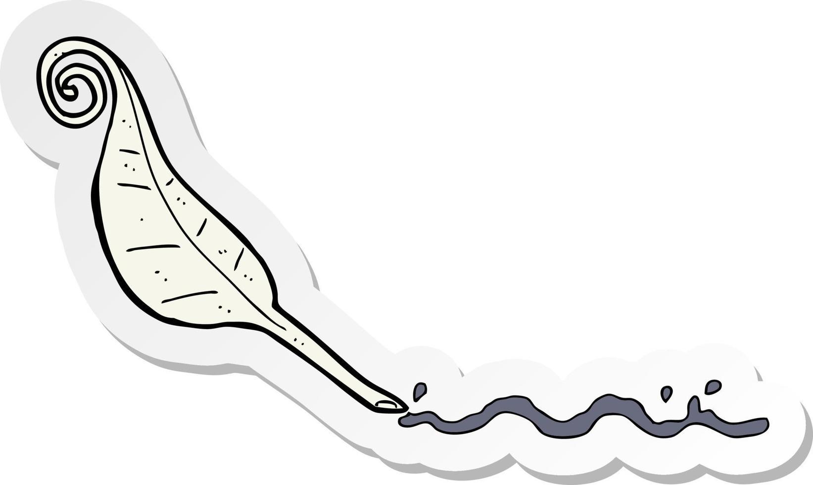 sticker van een cartoon veer ganzenveer vector