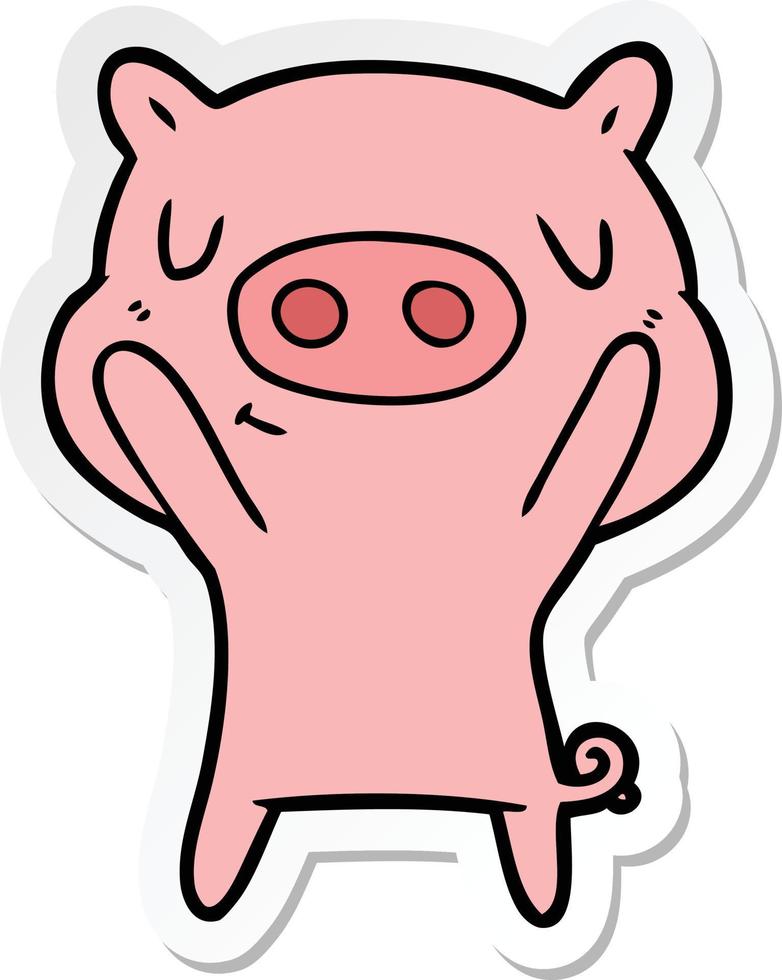 sticker van een varken met cartooninhoud vector