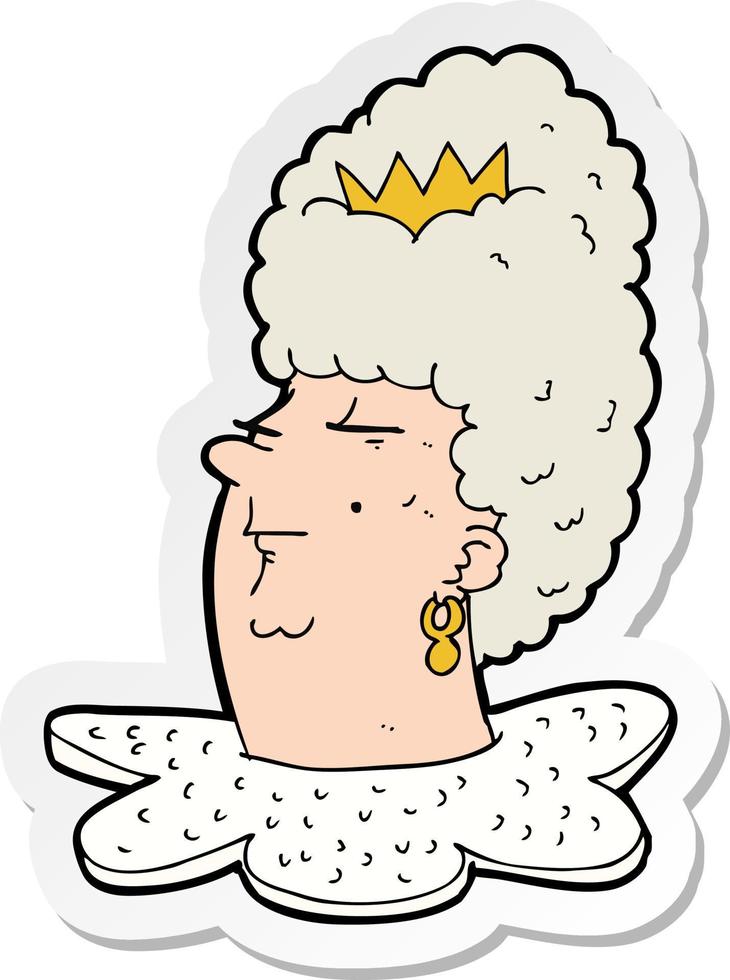 sticker van het hoofd van een cartoonkoningin vector