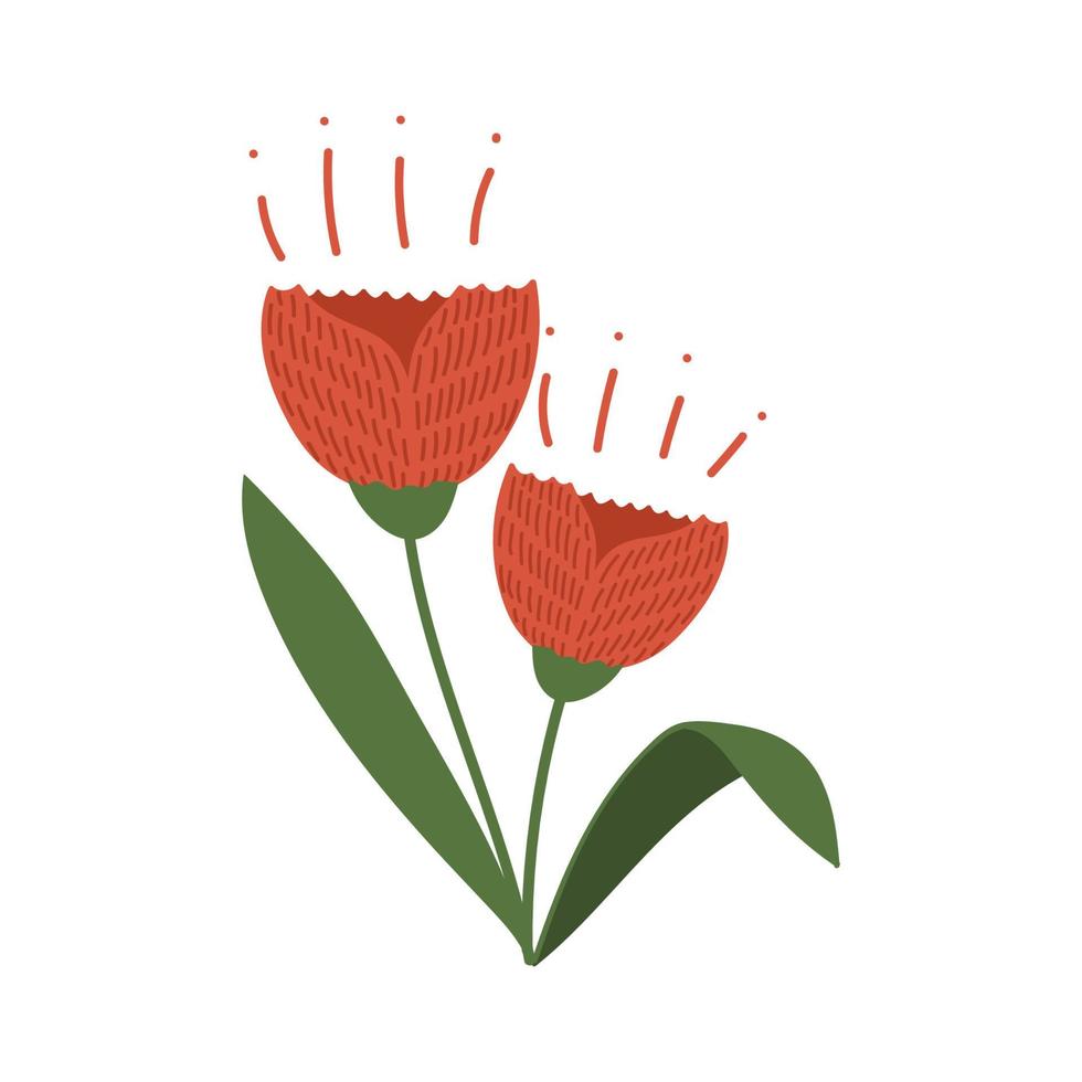 cartoon bloemen, rozen, papaver. bloemen element geïsoleerd op een witte achtergrond vector