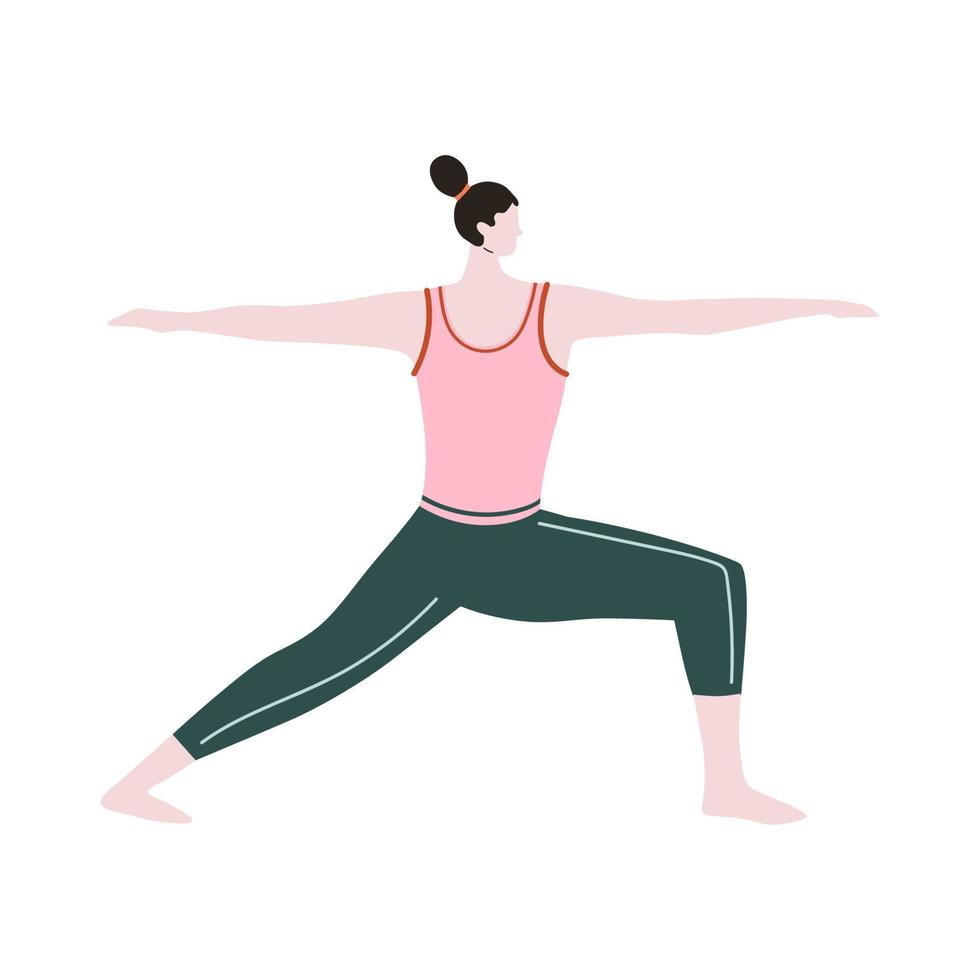 yogahouding, asana. jonge vrouw die yoga-oefening beoefent. vector