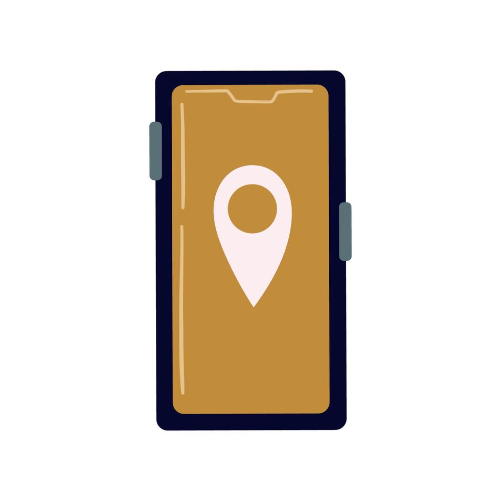 vectorelement. smartphone-navigator, kaart, navigatie. concept van wandelen, toerisme, kamperen. vector