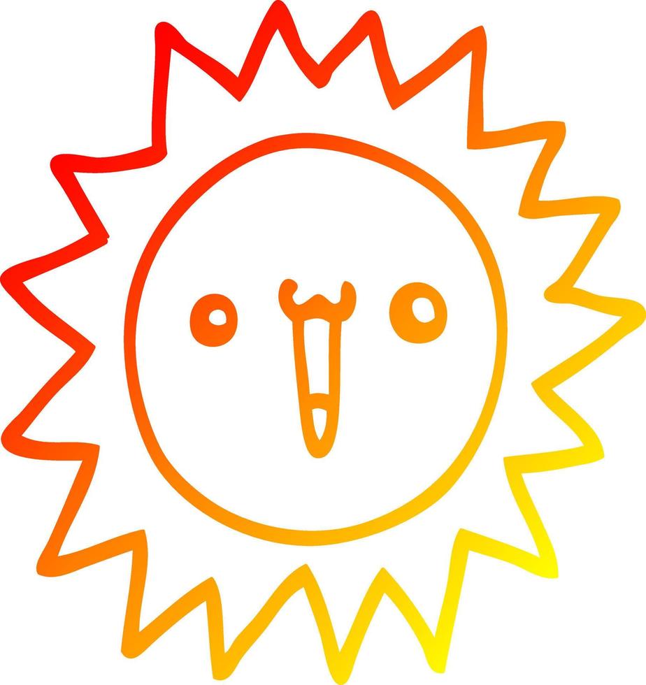 warme gradiënt lijntekening cartoon zon vector