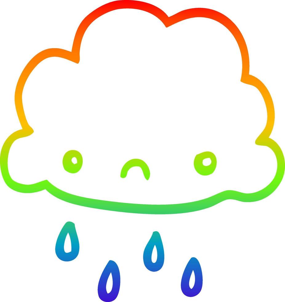 regenbooggradiënt lijntekening cartoon onweerswolk vector