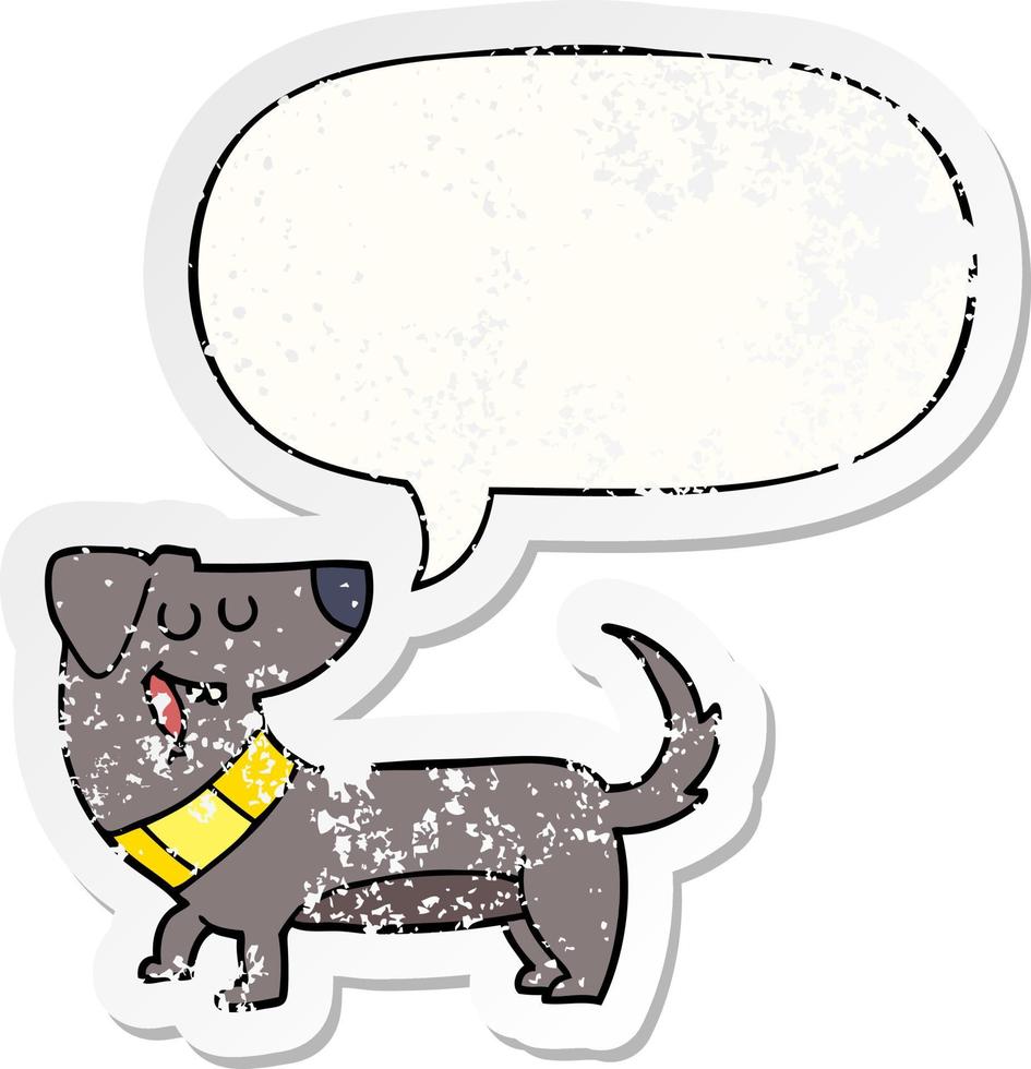 cartoon hond en tekstballon noodlijdende sticker vector