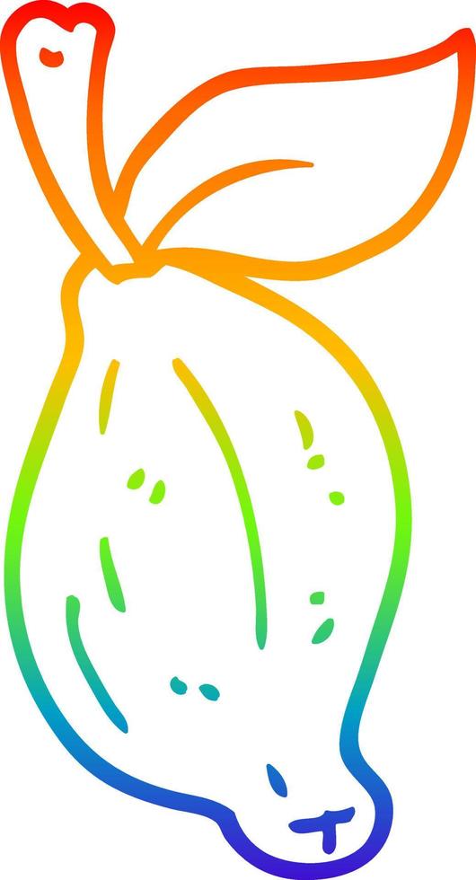 regenboog gradiënt lijntekening cartoon limoen fruit vector