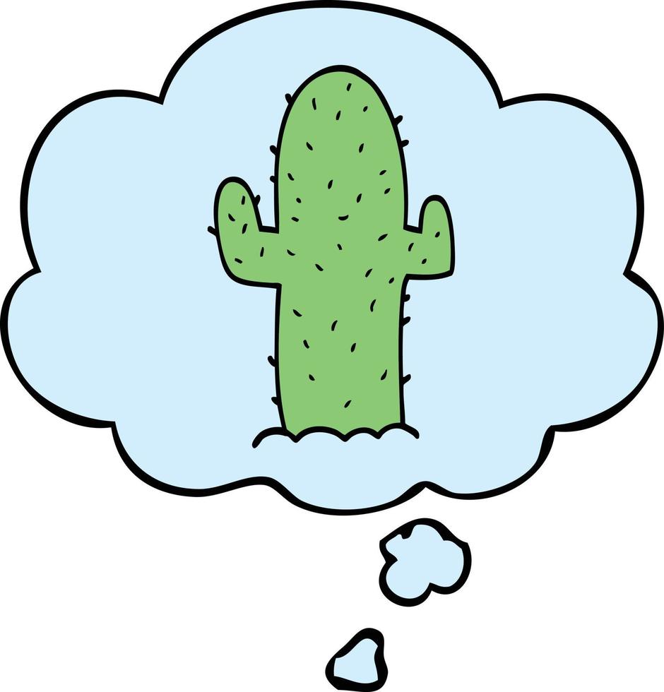 cartooncactus en gedachte bel vector