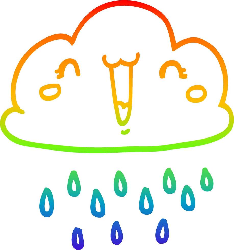 regenbooggradiënt lijntekening cartoon onweerswolk vector