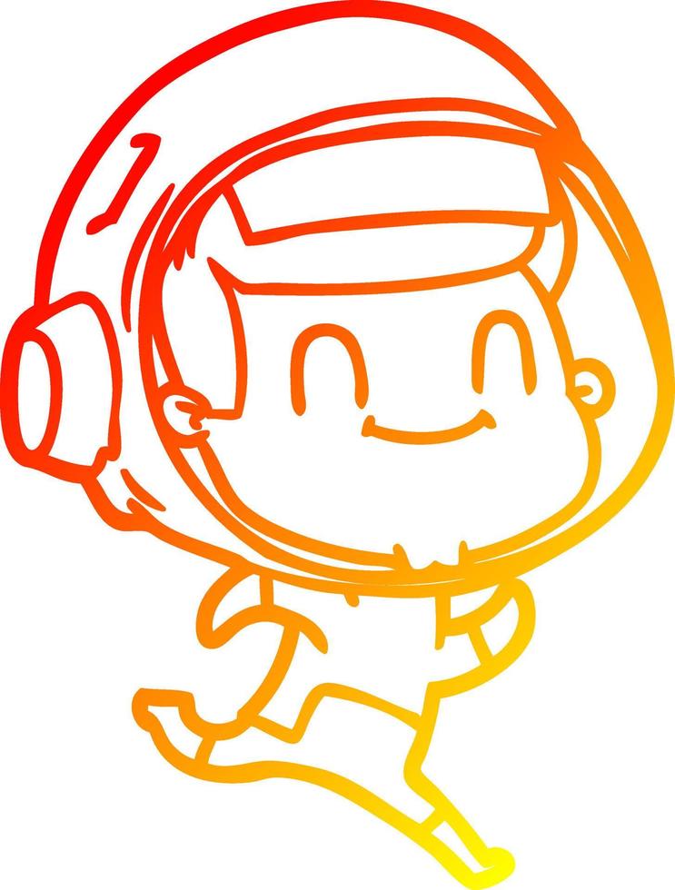 warme gradiënt lijntekening happy cartoon astronaut man vector