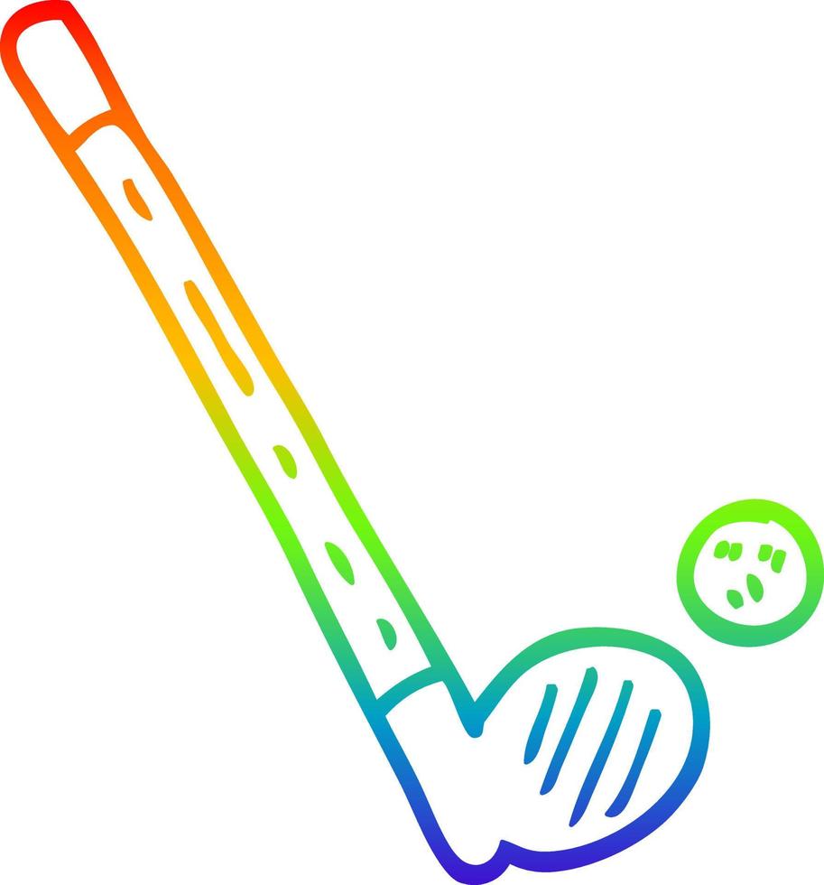 regenbooggradiënt lijntekening cartoon golfclub vector