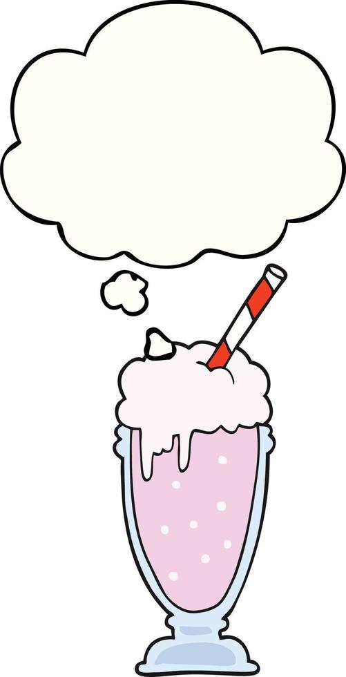 cartoon milkshake en gedachte bel vector