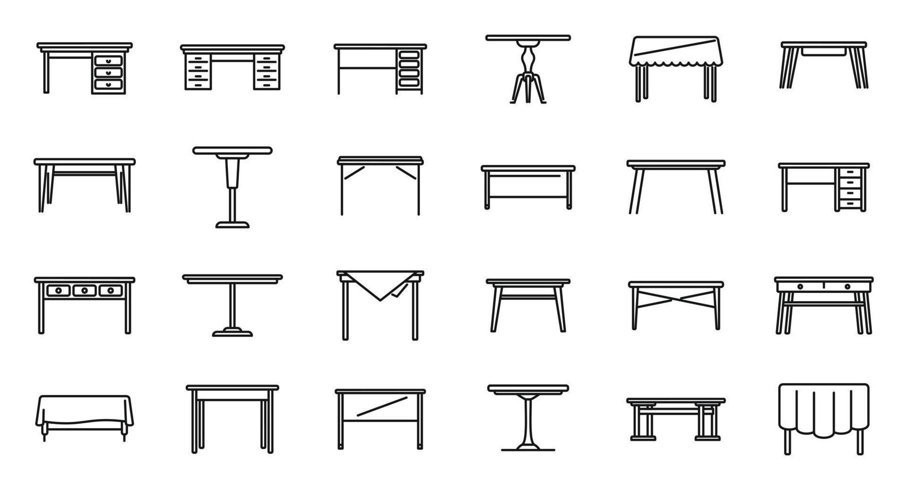 tabel pictogram overzicht vector. houten bureau vector