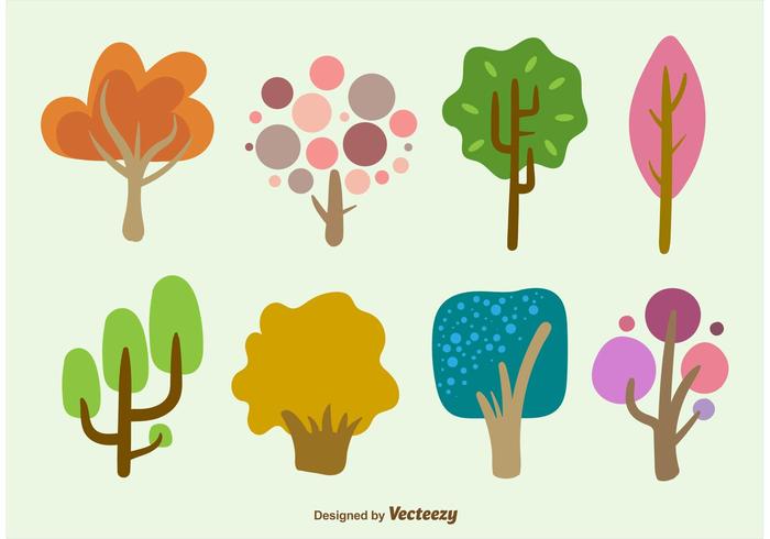 Handgetekende Cartoon Tree Vectoren