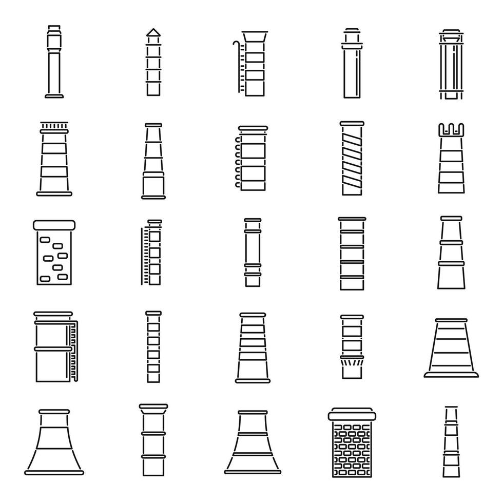 schoorsteen pictogrammen instellen overzicht vector. dak vegen vector