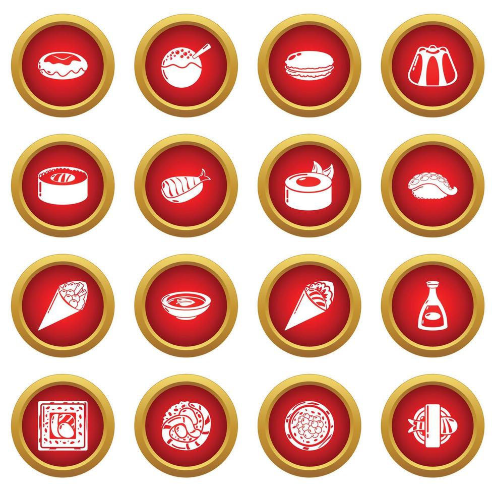 japan voedsel iconen set, eenvoudige stijl vector