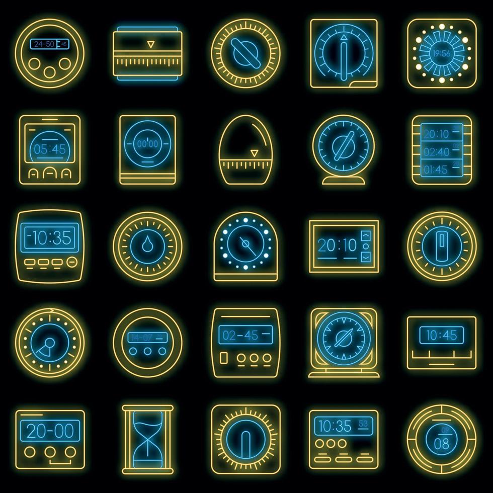 tijd maat icon set vector neon