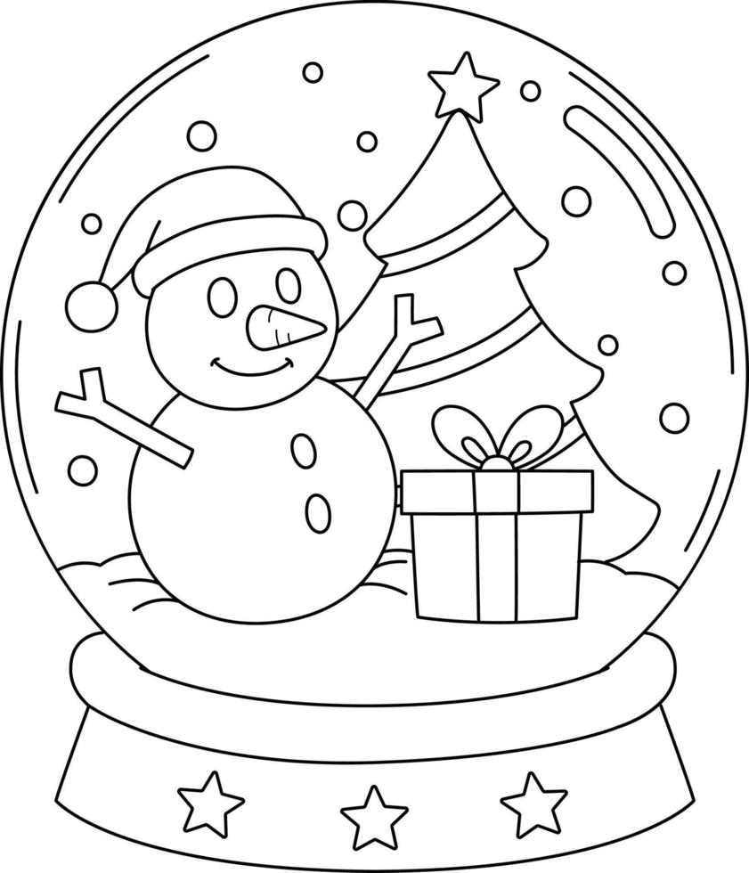 geïsoleerde kerst sneeuwbol kleurplaat vector