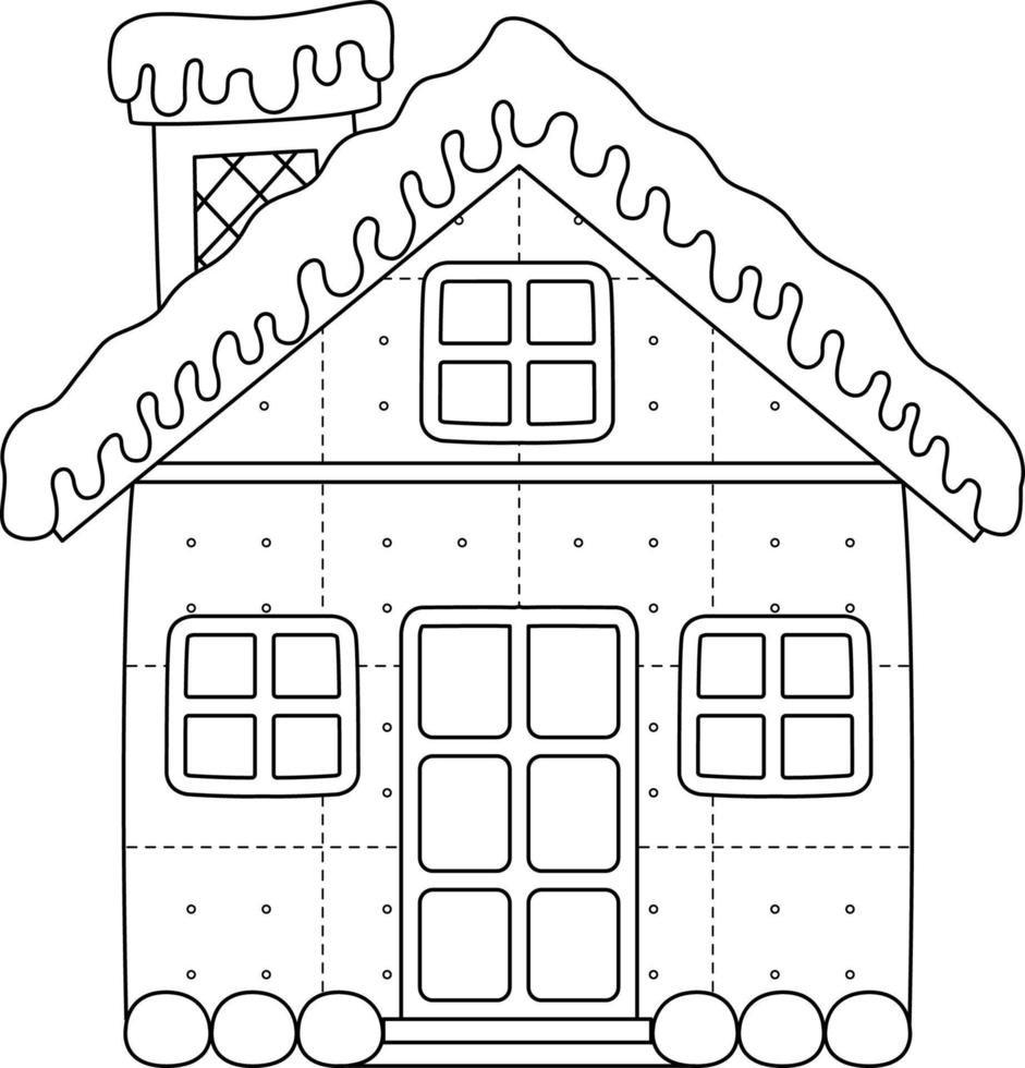 Kerst peperkoek huis geïsoleerd kleurplaat vector