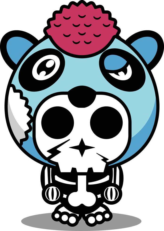 vectorillustratie van schattige stripfiguur zombie mascotte bot dier panda halloween vector
