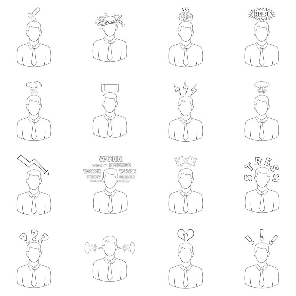 stress pictogrammenset overzicht vector