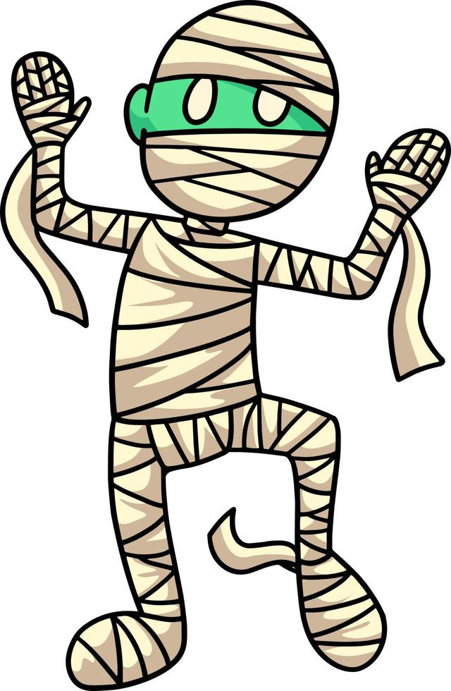 dansende mummie halloween cartoon gekleurde clipart vector