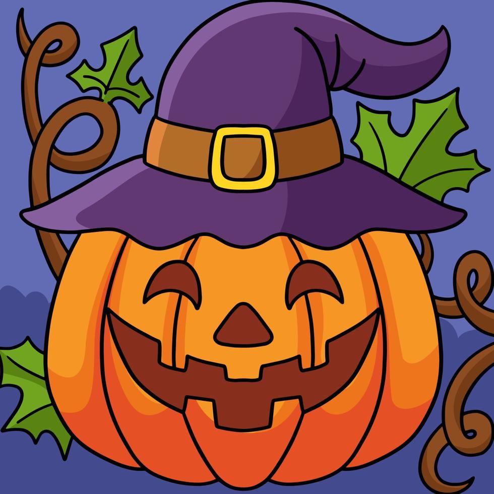 pompoen heks halloween gekleurde cartoon vector